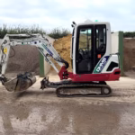 Takeuchi TB225 Digger Left View with buckets